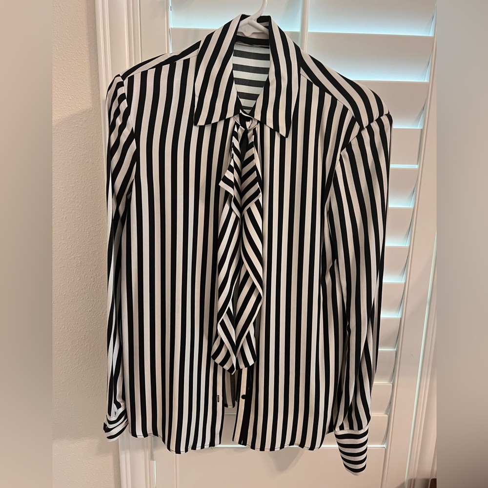 Zara dress blouse - black/white stripe size small
